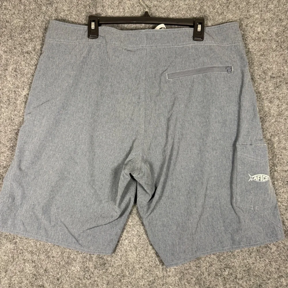 AFTCO Fishing Board Shorts Men 38 Blue Polyester Blend Stretch Cargo Pockets